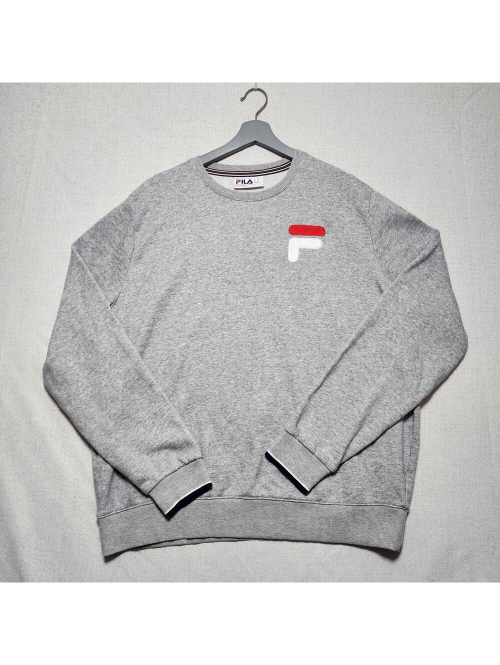 XL Men's Fila French Terry Crew Neck Gray Retro Sportswear